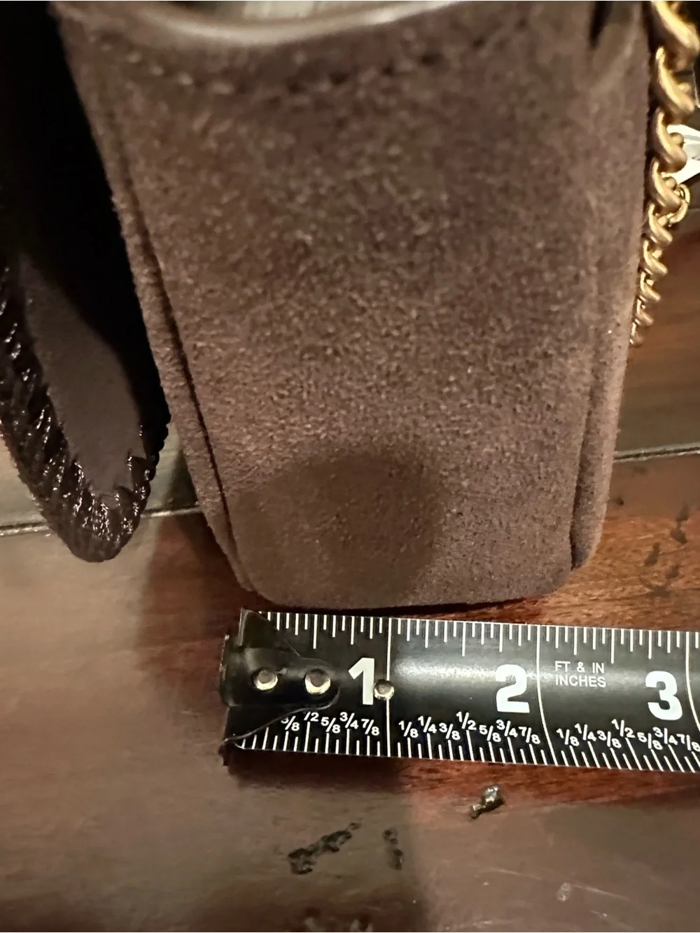 Sam Edelman Brown Suede and Gold Chain Crossbody Bag